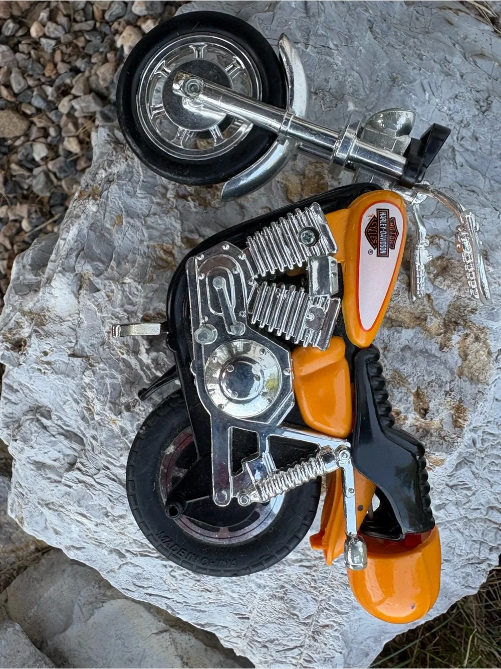 Harley-Davidson Orange Mini Motorcycle Toy Matchbox Vintage Clean Pet/SmokeFree
